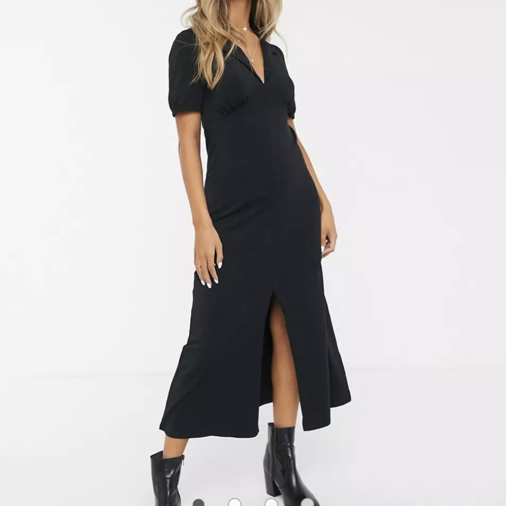 Black Asos Midi Tea Dress w Collar